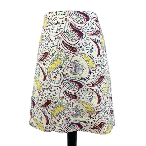 Talbots Skirt Plus size 12W Petite White Pink Yellow Paisley Knee A Line Boho - Picture 1 of 8